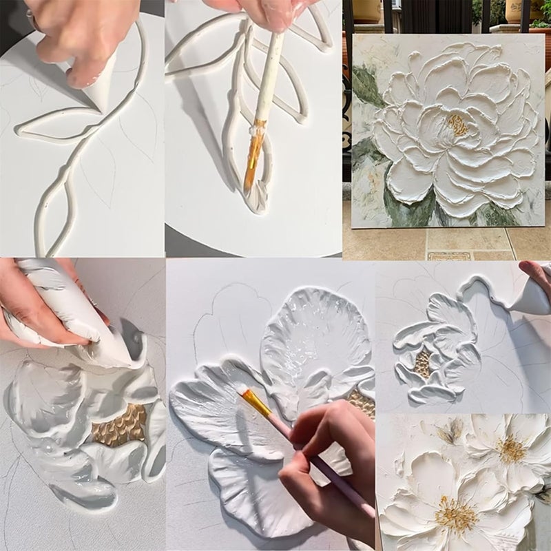 JAJADO White Modeling Paste for Textured Art 3D Sculpture Painting Paint High Density, Acrylic Medium, Texture Paste for Craft, Stencils for Painting, Ideal for Wood/T-Shirts/Glass/Stone - Image 2