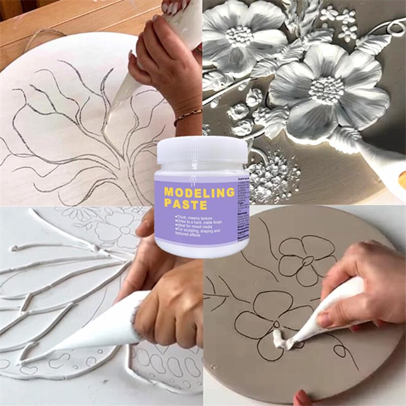 JAJADO White Modeling Paste for Textured Art 3D Sculpture Painting Paint High Density, Acrylic Medium, Texture Paste for Craft, Stencils for Painting, Ideal for Wood/T-Shirts/Glass/Stone - Image 4