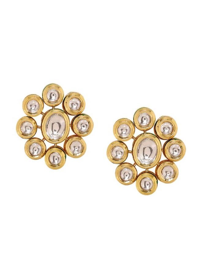 Priyaasi Elegant Women Brass Earrings with pattern and secured with Post and Back closure and styled in ideal for Ethnic moments — exude elegance in every glance.  - Image 2