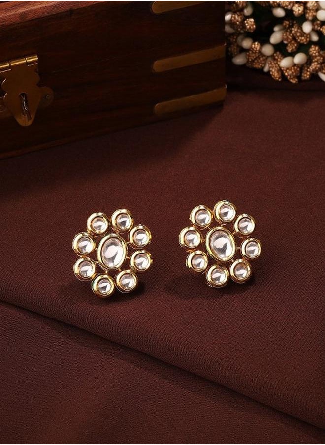 Priyaasi Elegant Women Brass Earrings with pattern and secured with Post and Back closure and styled in ideal for Ethnic moments — exude elegance in every glance.  - Image 1