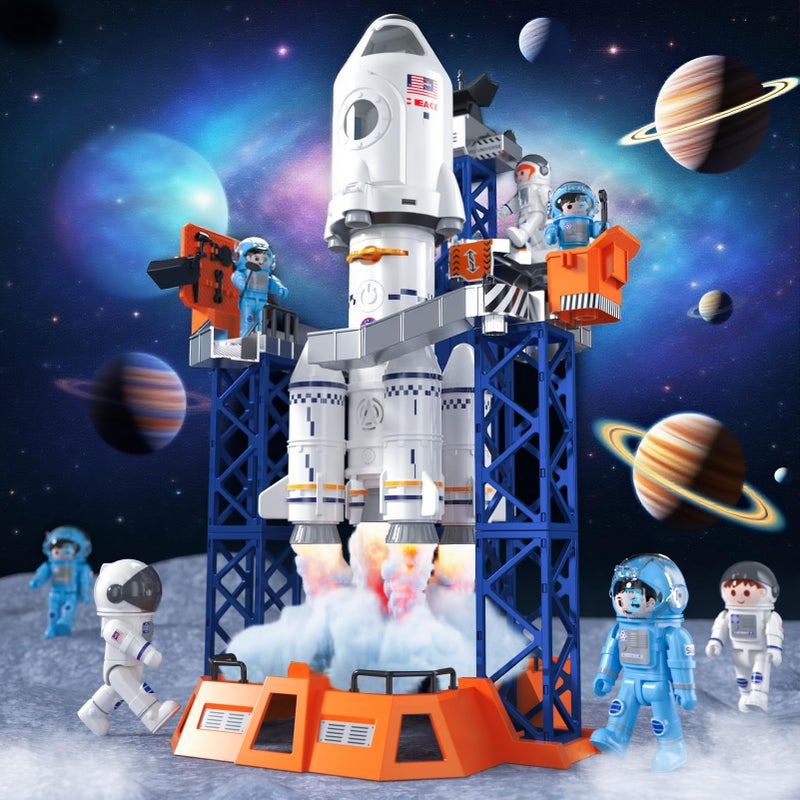 BLmukce Space Rocket Toys for Kids 3 4 5 6 7 8 Year Old Boys Kids Spaceship and Rocket with Astronauts Figures and Rocket Launcher for Indoor Outdoor Birthday Toy for Boys Girls Age 35 - Image 3