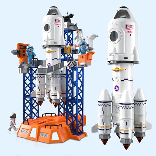 BLmukce Space Rocket Toys for Kids 3 4 5 6 7 8 Year Old Boys Kids Spaceship and Rocket with Astronauts Figures and Rocket Launcher for Indoor Outdoor Birthday Toy for Boys Girls Age 35 - Image 5