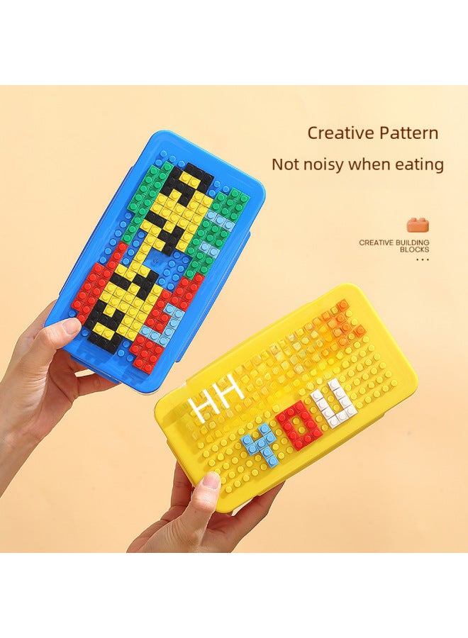 Daily Use Lunch Box/preservation Box Rice Box Food Container Durable Plastic Kitchen Utensils For Home Picnic-Specifications:Creative Building Blocks Tableware Portable Suit (fork + Spoon Two-piece Set) - Image 5