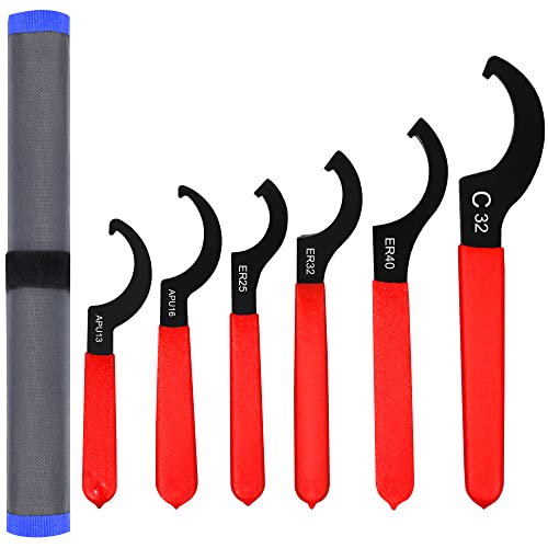 AutoWanderer Tool Universal Spanner Wrench Set 6Pcs Steel Adjustable Shock Wrench Coilover Spanner Motorcycle Coil Over Shock Adjustment Tool - Image 1