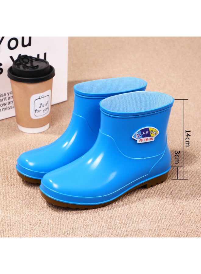 New Fashionable Rain Boots For Women, Mid-calf Thick-soled Waterproof Non-slip Wear-resistant Kitchen Work Shoes, Fleece-lined Warm Short Rain Boots