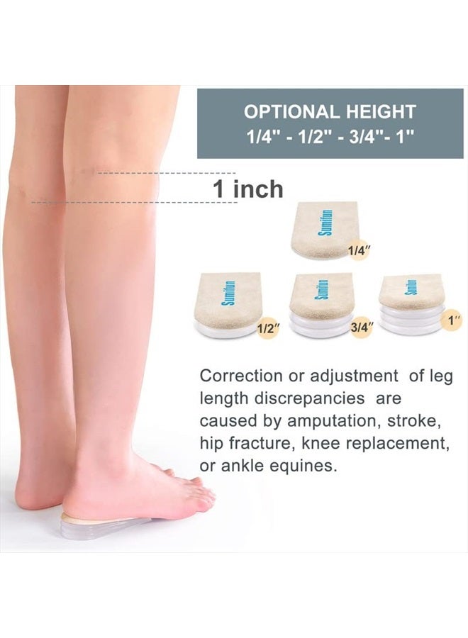Sumifun رفع كعب، 4 طبقات 1 بوصة من الجل لرفع الأحذية للنساء ذوات الأرجل غير المتساوية، رفع كعب تقويمي قابل للتعديل لألم الكعب واختلاف طول الساق، إدخالات كعب مائلة 1/4" 1/2" 3/4" (المقاس S، زوج واحد) - Image 3