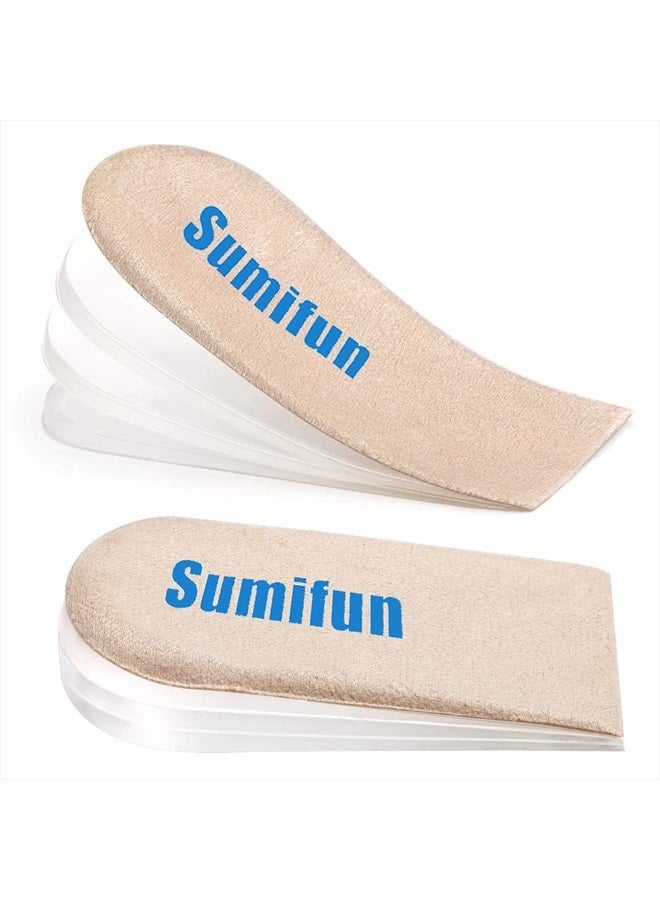 Sumifun رفع كعب، 4 طبقات 1 بوصة من الجل لرفع الأحذية للنساء ذوات الأرجل غير المتساوية، رفع كعب تقويمي قابل للتعديل لألم الكعب واختلاف طول الساق، إدخالات كعب مائلة 1/4" 1/2" 3/4" (المقاس S، زوج واحد) - Image 1