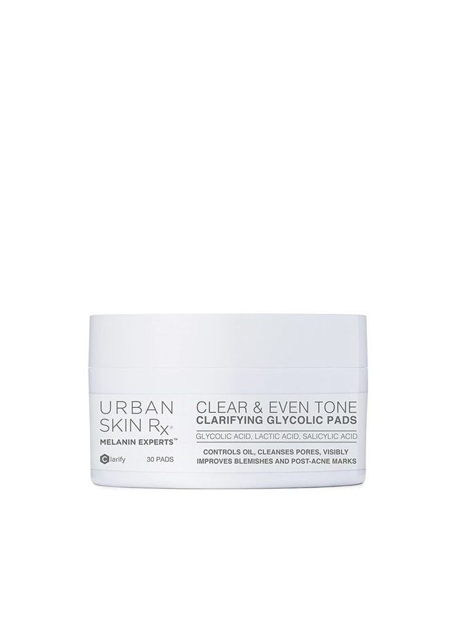 Clear & Even Tone Clarifying Glycolic Pads | Urban Skin Rx® | Powerful Formula Targets Blemishes, Removes Excess Oil and Evens Skin Tone, Formulated with Glycolic, Salicylic and Lactic Acids | 30 Pads - pzsku/Z4ACE4BD3D3414D433175Z/45/_/1686719264/0dcf8339-a547-4c15-9bd0-00b7de25179c