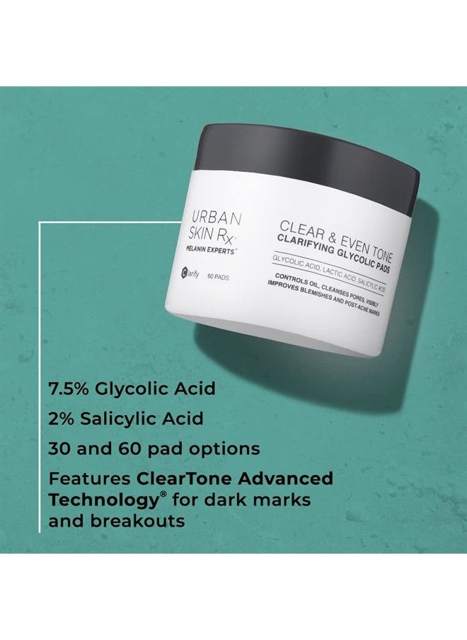 Clear & Even Tone Clarifying Glycolic Pads | Urban Skin Rx® | Powerful Formula Targets Blemishes, Removes Excess Oil and Evens Skin Tone, Formulated with Glycolic, Salicylic and Lactic Acids | 30 Pads - pzsku/Z4ACE4BD3D3414D433175Z/45/_/1686719265/e0074cb9-6510-4ac1-90de-a5ced7955454