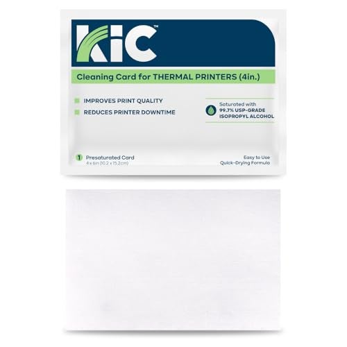 Waffletechnology KICTeam - Cleaning Cards for Thermal Printers (25 Cards) - Presaturated with Quick Drying Solution to Clean 4in Receipt Paper Thermal Printers - Image 1