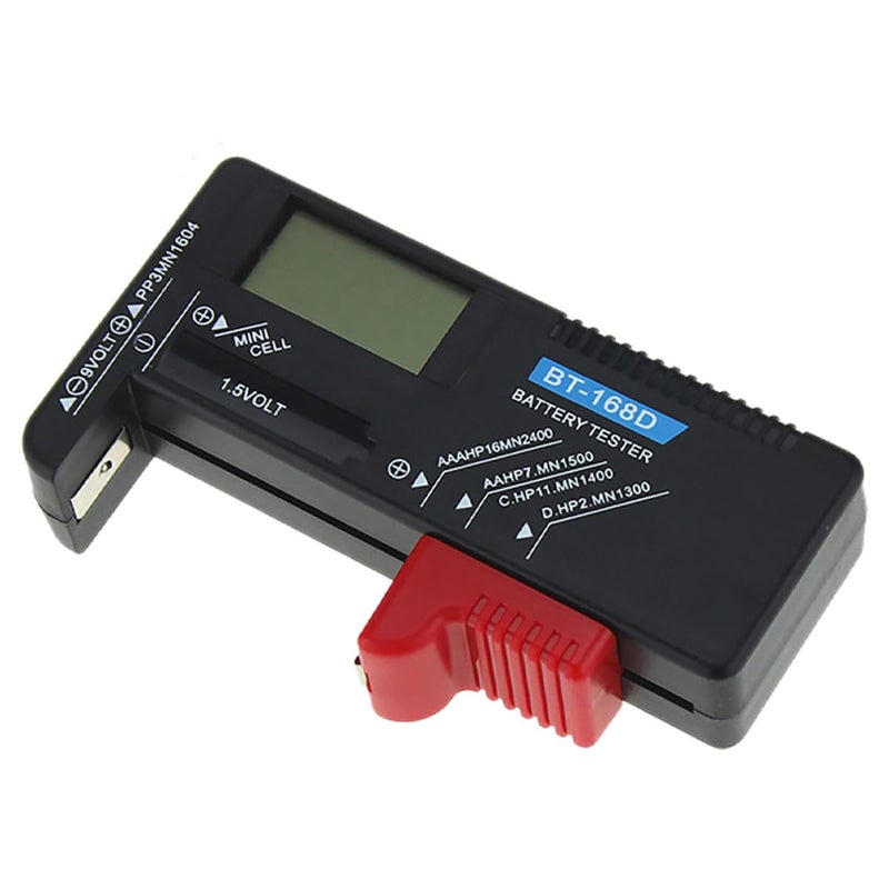 مقياس بطارية رقمي محمول لبطاريات AA و AAA 1.5V و 9V بشاشة LCD باللون الأسود - Image 2