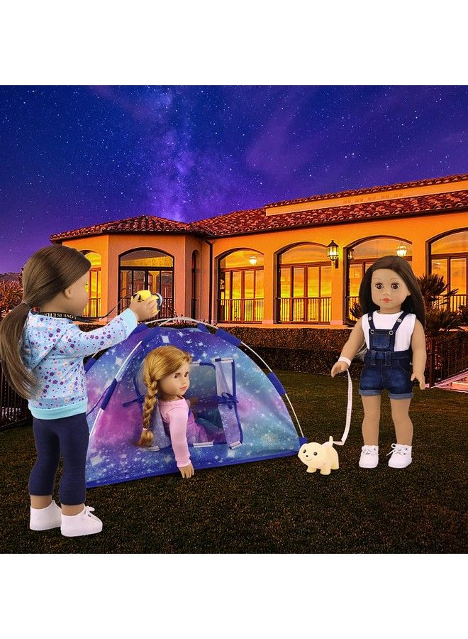 Ecore Fun 5 Items 18 Inch Dolls Camping Tent Set And Accessories Including 18 Inch Girl Doll Tent, Doll Sleeping Bag, Doll Backpack, Toy Camera And Dog  - Image 5