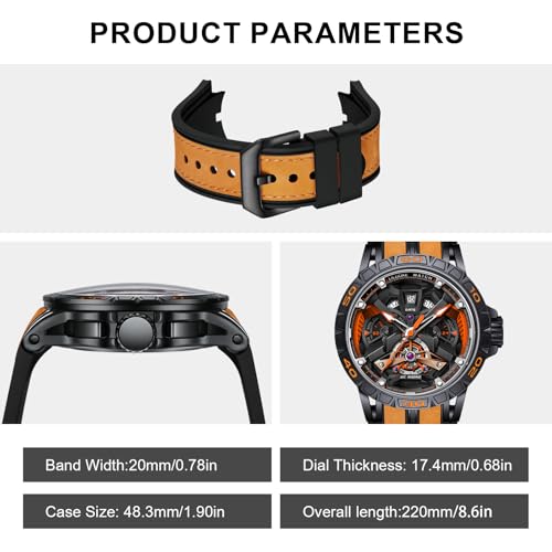 LILUOKE Mens Watches, Wrist Watches Luminous Design, Big Face Fashion Quartz Black Watch 30ATM, Casual Watch for Men Unique Gifts for Men (DT-LK9017G-02) - Image 5