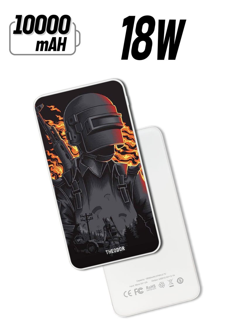Theodor - 10,000 mAh Super Fast Charging Ultra Compact Power Bank with Quick Charge & Power Delivery, Portable Charger For iPhone and Android Pubg War - Image 1