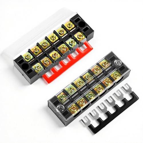 Serplex® 6-position Terminal Block Kit, 35A Terminal Block with Lid Cover, 6-position Wire Connector Strip Dual Row Terminals Strip for Electrical Control Cabinets, Distribution Boxes - Image 1