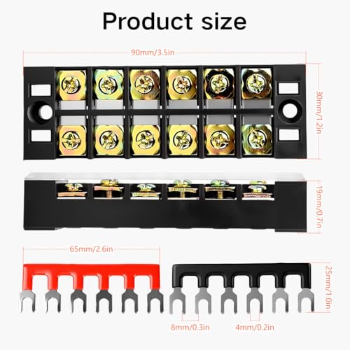 Serplex® 6-position Terminal Block Kit, 35A Terminal Block with Lid Cover, 6-position Wire Connector Strip Dual Row Terminals Strip for Electrical Control Cabinets, Distribution Boxes - Image 2