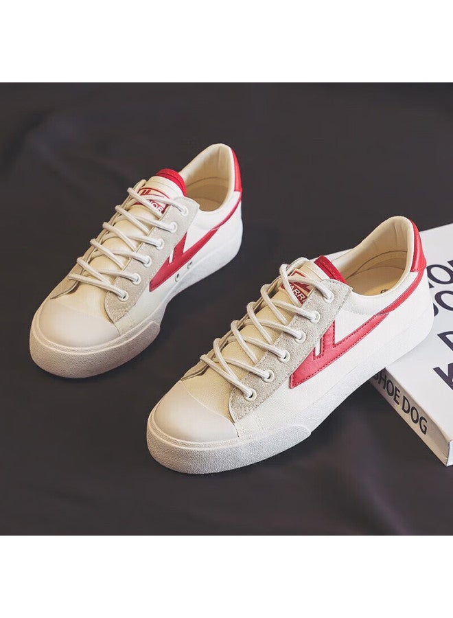 Warrior Warrior Spring And Autumn Couple Canvas Shoes Men And Women Casual Shoes All-match Sports Retro National Tide Board Shoes Kghc647mj Beige Red 41 - Image 3