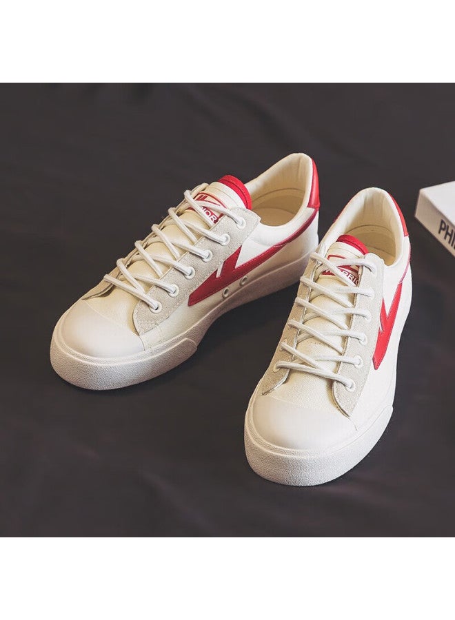 Warrior Warrior Spring And Autumn Couple Canvas Shoes Men And Women Casual Shoes All-match Sports Retro National Tide Board Shoes Kghc647mj Beige Red 41 - Image 2
