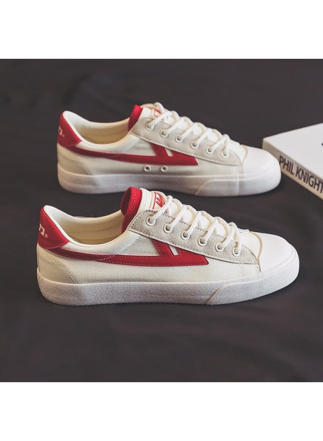 Warrior Warrior Spring And Autumn Couple Canvas Shoes Men And Women Casual Shoes All-match Sports Retro National Tide Board Shoes Kghc647mj Beige Red 41 - Image 1