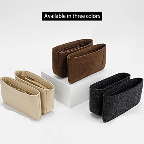 Lckaey Purse Organizer for messenger bag inserts Pochette métis lined zipper storage2084coffee - Image 5