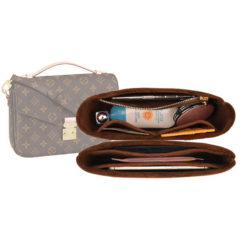Lckaey Purse Organizer for messenger bag inserts Pochette métis lined zipper storage2084coffee - Image 1