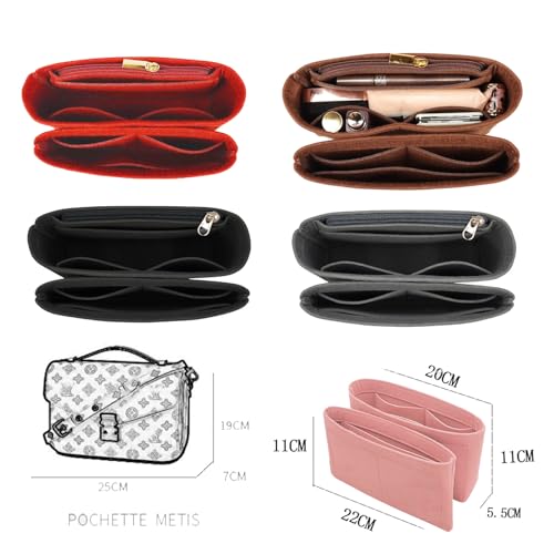 Lckaey Purse Organizer for messenger bag inserts Pochette métis lined zipper storage2084coffee - Image 2