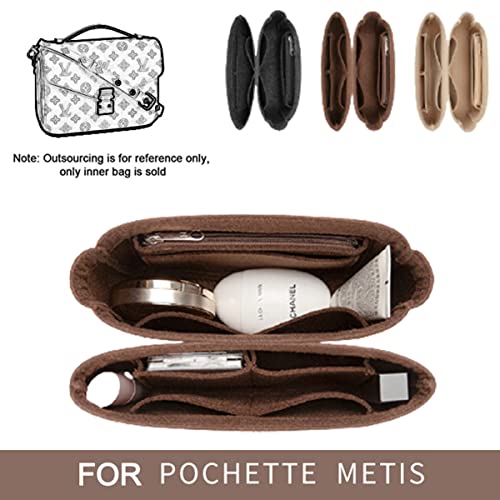 Lckaey Purse Organizer for messenger bag inserts Pochette métis lined zipper storage2084coffee - Image 4