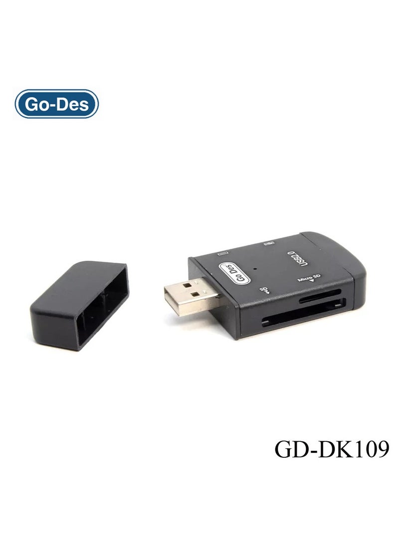 Go-Des GD-DK109 4 in 1 Multi-Function OTG Card Reader USB, Micro USB Type-C SD and TF Card Adapter - Image 4