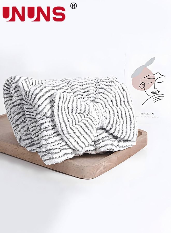 UNUNS Microfiber Hair Towel Cap,With Hair Shampoo Brush,Soft Striate Absorbent Quick Drying Cap With Bow-Knot For Curly Thick Hair  - Image 4