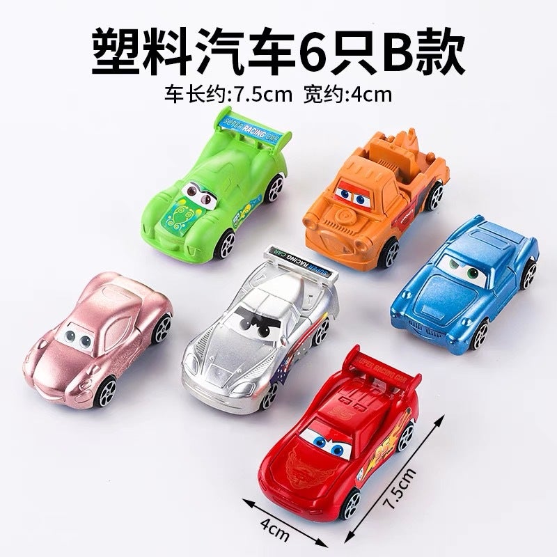 Kids Birthday Cake Topper Cars Theme Plastic car story mobilization 6-piece spray paint model 