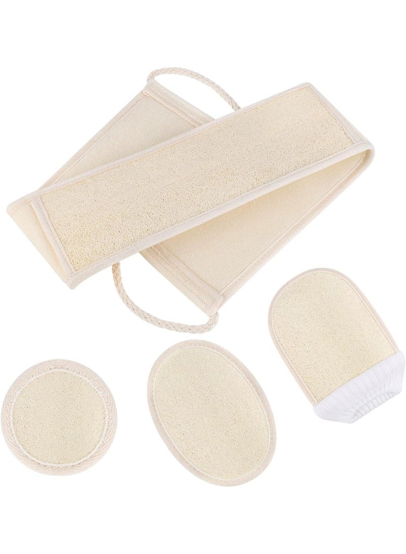 4 Pcs Natural Loofah Sponges Set, Loofah Exfoliating, Body Scrubber, Loofah Rag, Exfoliating Glove for Shower and Deep Cleaning, Back Scrubbers, Bath Shower Loofah Sponge, for Face and Body - Image 1