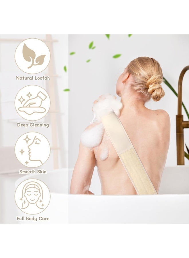 4 Pcs Natural Loofah Sponges Set, Loofah Exfoliating, Body Scrubber, Loofah Rag, Exfoliating Glove for Shower and Deep Cleaning, Back Scrubbers, Bath Shower Loofah Sponge, for Face and Body - Image 3