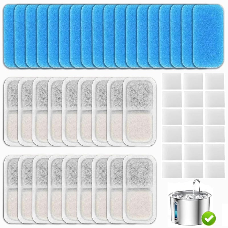 OUPUSES 18 Set Cat Fountain Replacement Filters Compatible with oneisall PWF-001 2L/67oz Stainless Steel Pet Water Fountain Filters with Replacement Pre-Filter Pump Sponges - Image 1