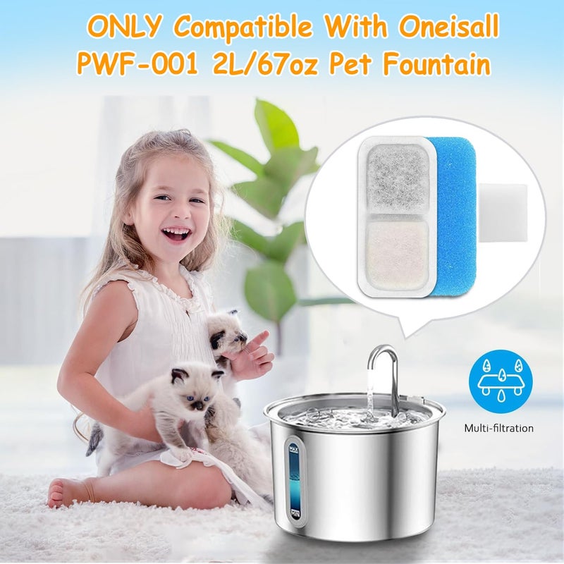 OUPUSES 18 Set Cat Fountain Replacement Filters Compatible with oneisall PWF-001 2L/67oz Stainless Steel Pet Water Fountain Filters with Replacement Pre-Filter Pump Sponges - Image 3