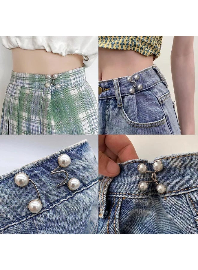 شابية قطعتان من أزرار الجينز القابلة للتعديل لتضييق الخصر، وموسع مشبك الخصر القابل للتعديل للجينز، ومشابك تضييق الخصر للجينز الفضفاض والسراويل والتنانير (لا يتطلب خياطة) - Image 2