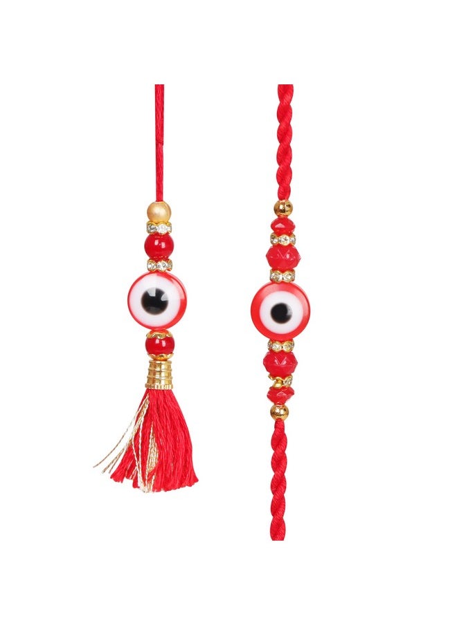 CHERKRAFT - Evil Eye Lumba Rakhi Set For Brother/Bhaiya Bhabhi Rakshabandhan Rakhi Thread - 04 - Image 1