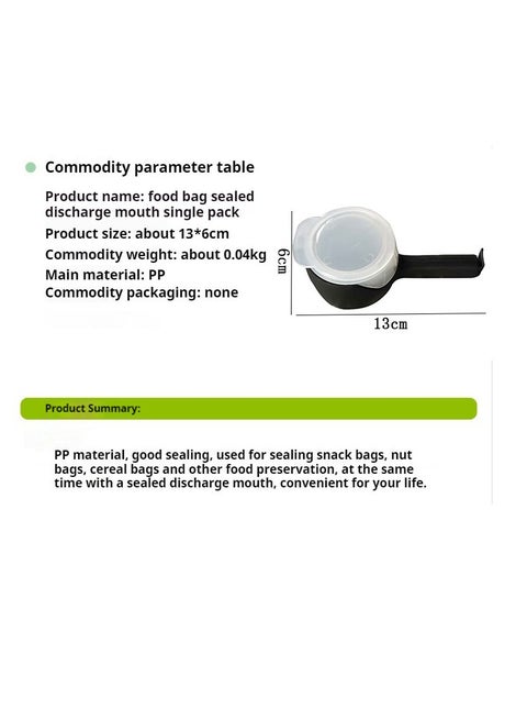 Food seal clamp set with pouring spout, Durable Plastic Clips for Food Storage, Bag Clips with Pour Spout, Seal and Pour Bag Clip for Food (Round)