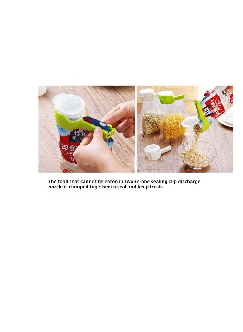 Food seal clamp set with pouring spout, Durable Plastic Clips for Food Storage, Bag Clips with Pour Spout, Seal and Pour Bag Clip for Food (Round)