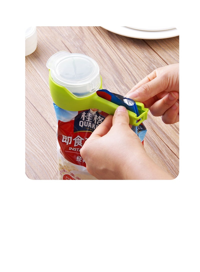 Food seal clamp set with pouring spout, Durable Plastic Clips for Food Storage, Bag Clips with Pour Spout, Seal and Pour Bag Clip for Food (Round)