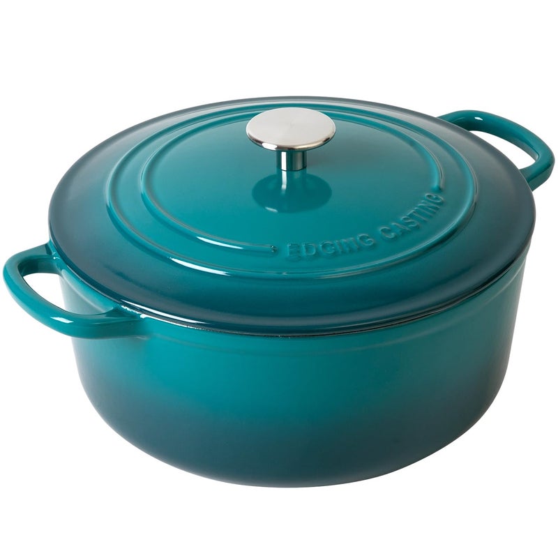 EDGING CASTING Dutch Ovens with Lid, Enameled Cast Iron Covered 5.5 Quart Dutch Oven with Dual Handle, Darkcyan - Image 4
