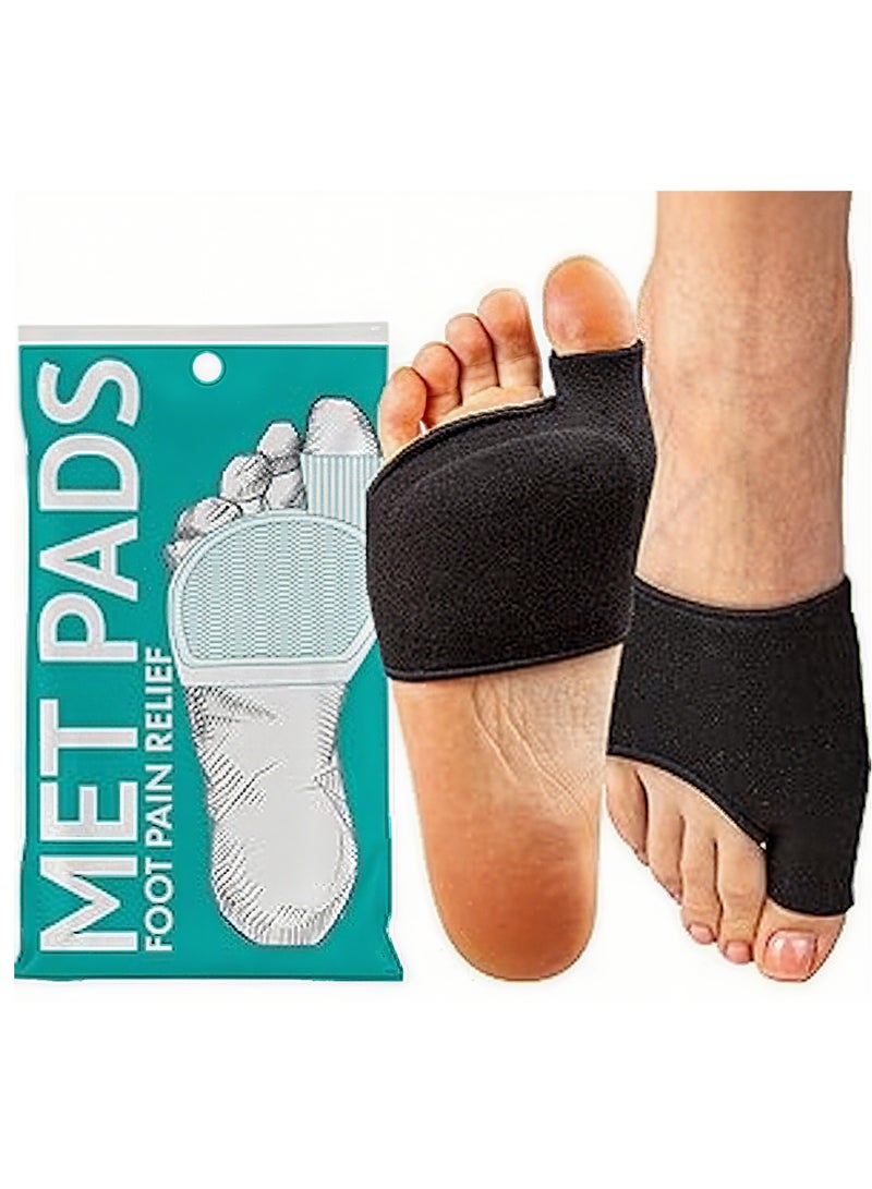 Silicone Forefoot Pads (Black) - 2-Pack Ball of Foot Cushions for Running, Dress Shoes & Boots | Anti-Slip, Shock Absorption & Blister Prevention - Image 1