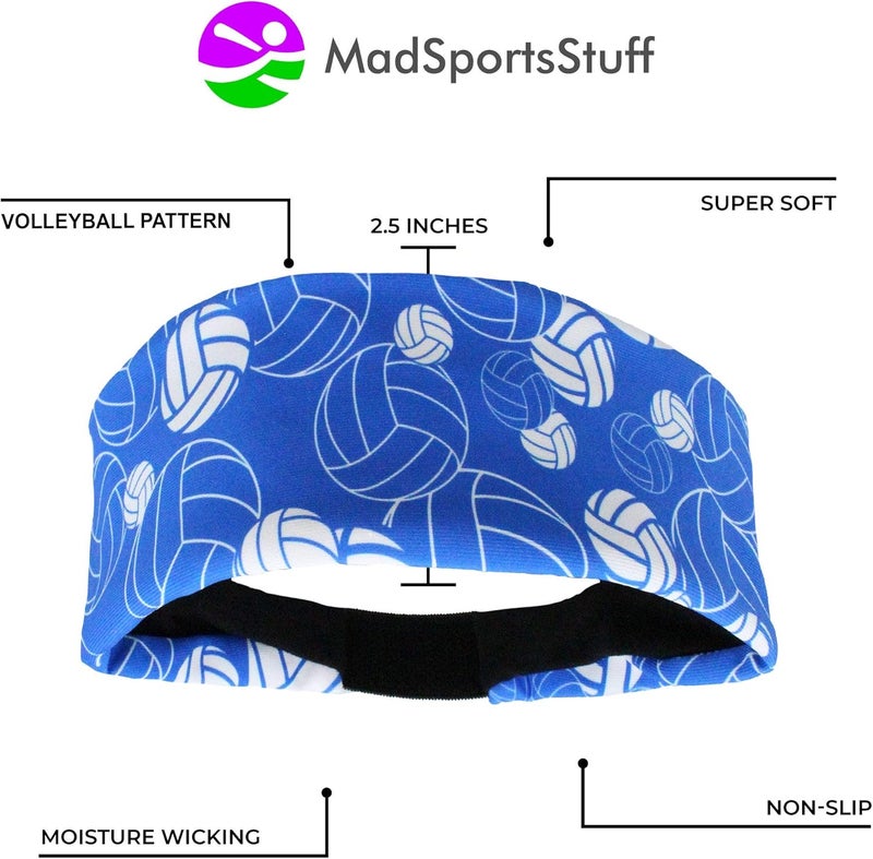 MadSportsStuff Crazy Volleyball Headband with Volleyball Logos - Image 4