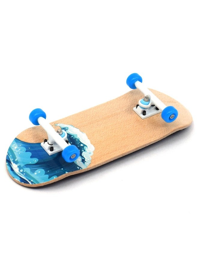 Teak Tuning Complete Fingerboard Waves Edition - Premium, Heat Transfer Graphic - Pro Shape & Size - Bearing Wheels, Pro Trucks, 61A Pro Duro Bushings - 34mm x 97mm Deck - Image 2