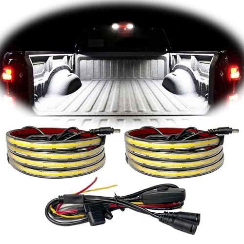 CANRIA LED Truck Bed Lights, 60 Inches, 2 Pack, COB 1584 LEDs, White 6500K,12V, 30W, IP67, with Switch, 5A Fuse Holder, Easy Install, Ideal for Truck Cargo Lighting, Pickup Truck SUV RV Boat - Image 1