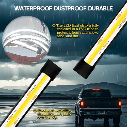 CANRIA LED Truck Bed Lights, 60 Inches, 2 Pack, COB 1584 LEDs, White 6500K,12V, 30W, IP67, with Switch, 5A Fuse Holder, Easy Install, Ideal for Truck Cargo Lighting, Pickup Truck SUV RV Boat - Image 3