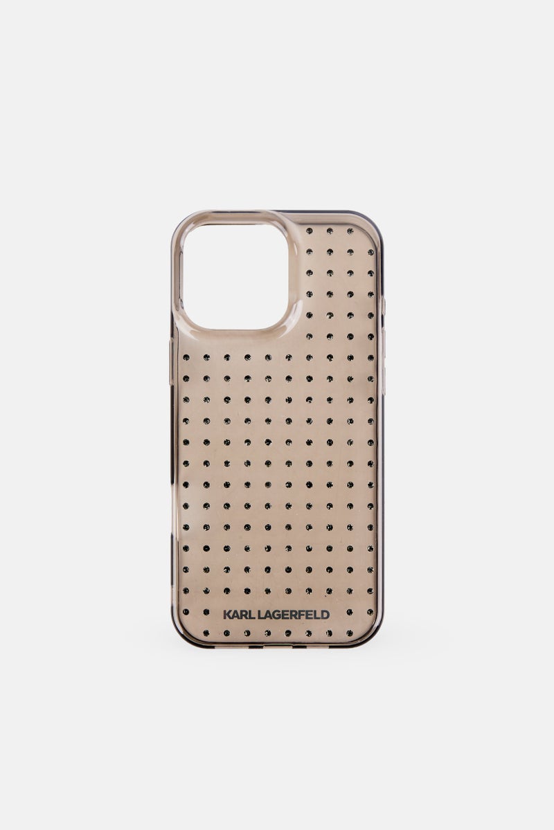 Karl Lagerfeld iPhone 16 Pro Max Allover Stud Phone Case, Brown  - Image 1