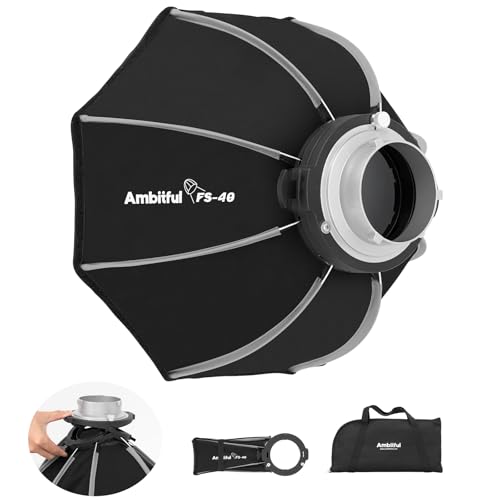 AMBITFUL 15.7''/40cm Mini Octagonal Softbox, Quick Release Bowens Mount Softbox with Honeycomb Grid, One-Piece Soft - Image 2