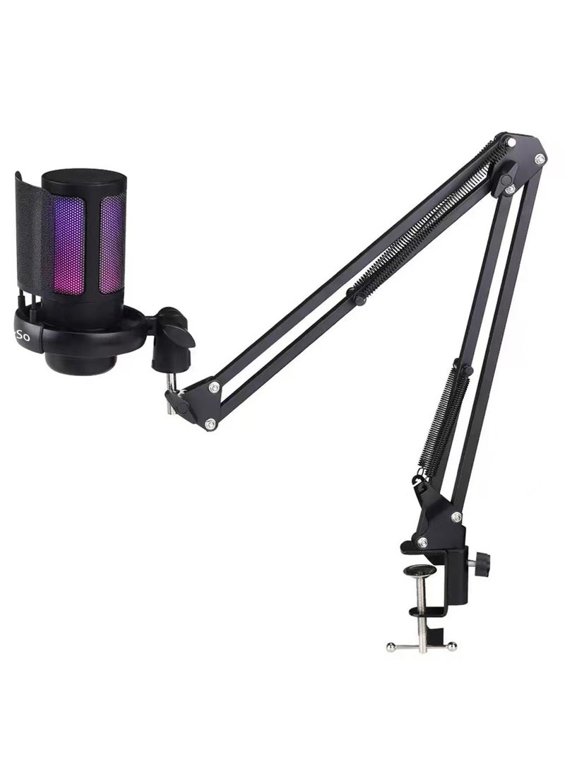 EzzySo Gaming PC USB Microphone Podcast Condenser Mic With Adjustable Arm Stand Pop Filter Mute Button For Streaming Twitch Online Chat Snapchat Computer Mic For PS4 PS5 PC Gamer Youtuber - Image 1