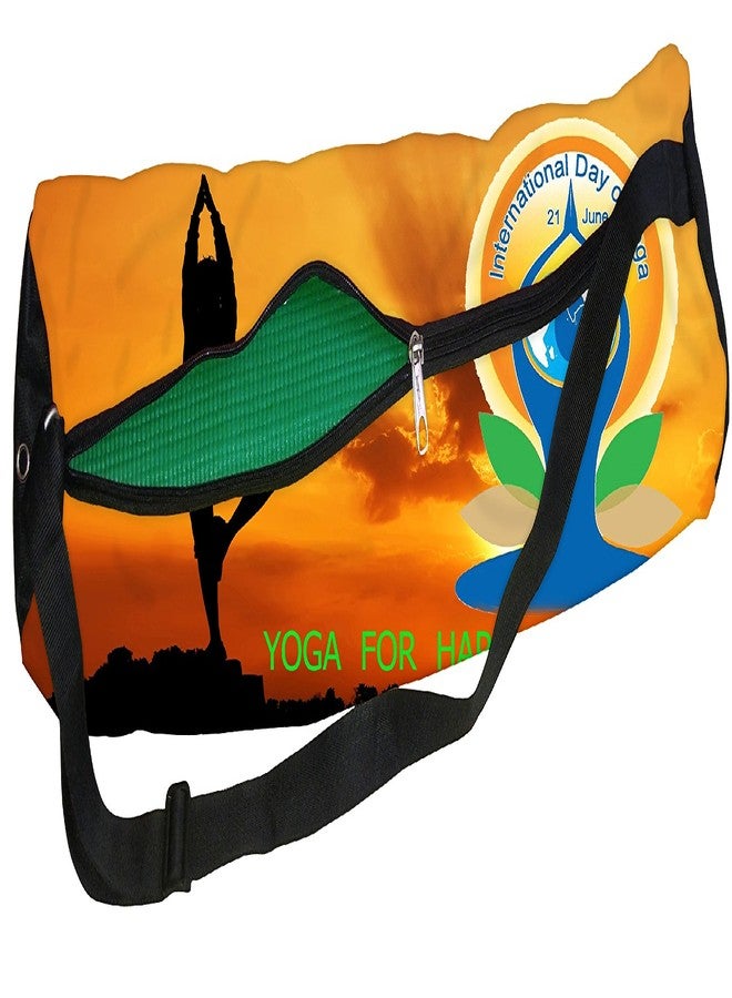Active Elements Latest Poly Canvas Yoga Mat Bag/Cover. Easy Fit up to 4 mm Thick Yoga Mat. Print Design : Yoga for Harmony and Peace - Image 1