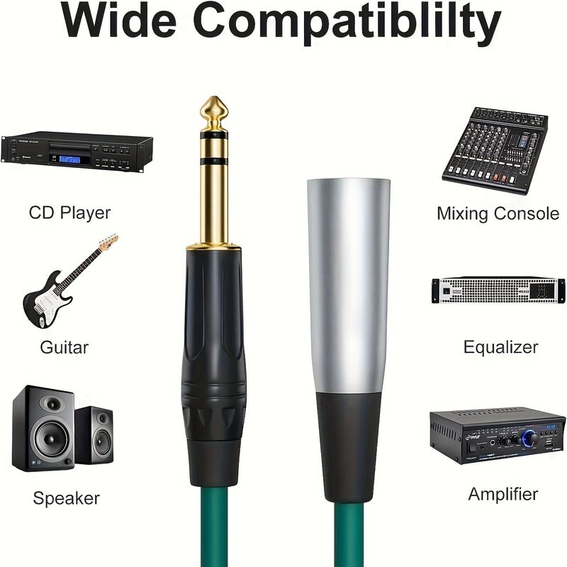 كابل TRS 6.5 ملم (1/4 بوصة) إلى ذكر XLR بطول 15 قدم، صوت متوازن للجيتار والباس - Image 1